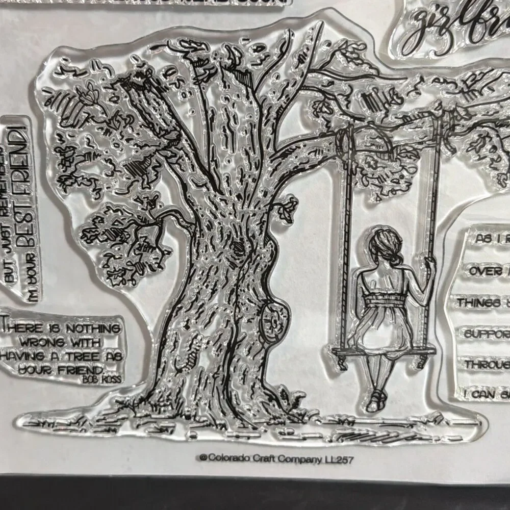 Reflection Tree CLEAR Rubber Stamps Set Colorado Craft Company LL257